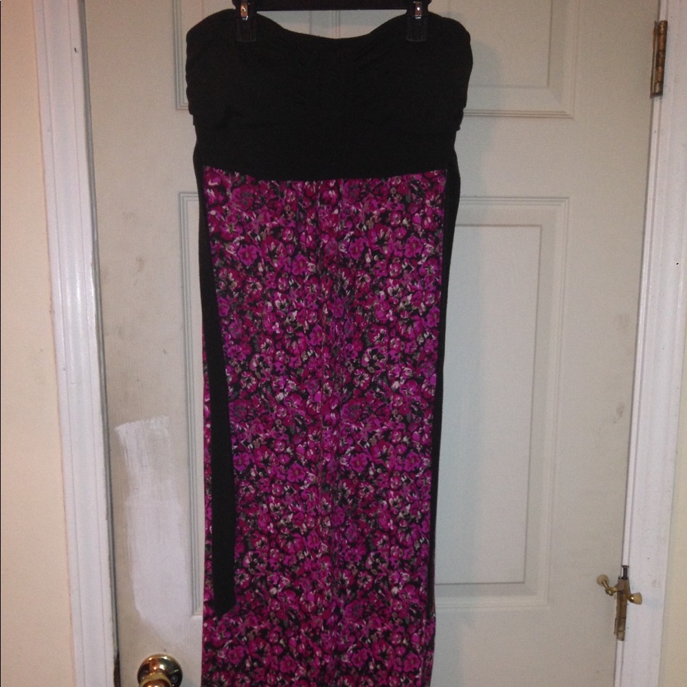 Brown and pink floral maxi dress